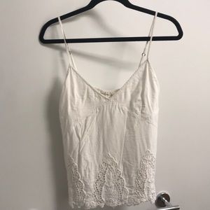 White embroidered appliqué tank top